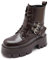 Picusiqa Damen Stiefeletten Reißverschluss Plateau Motorradstiefel Mode Schnürsenkel Springerstiefel（Braun Size 7.5/40/6.5）