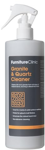 Furniture Clinic Granite & Quartz Spray Cleaner for Kitchen Worktops & Sinks - Non Abrasive Cleaning & Streak Free Finish - Stain Remover & Cleaning for Black or White Marble Stone Worktop - 500ml