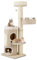 COSTWAY Kratzbaum, Katzenbaum mit 2-stöckiger Kratztonne, Hängematte, abnehmbarem Bett, Sisalbrett, Spielball, Katzenkratzbaum Katzen Katzenmöbel, Kletterbaum Aktivitätsbaum, Beige+Natur