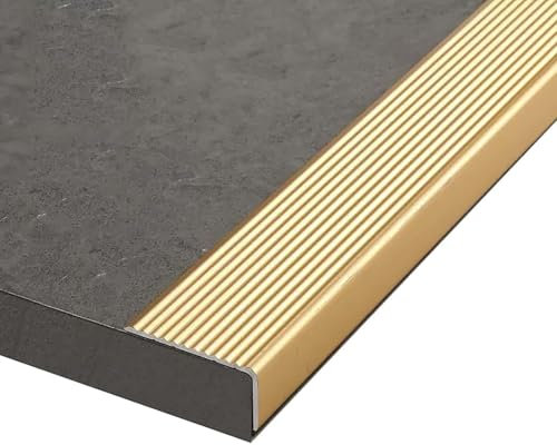 Flooring Trim Decking Edge Trim - Stairs Nosing Edge Trim Cover - Floor/tile Edging Trim Safetys Step Strips - Stair AntiSlip Strip Tape, For Wall Door Frame Cabinet Protection/Decorations(Gold,W3 x H