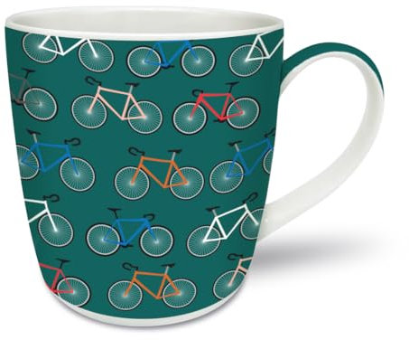 Smiling Faces MAKING SMILES SINCE 2001 Bicycle Pattern Ceramic Mug, 30 cm, Green