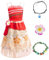 SWOAMER Mädchen Vaiana Kostüm 4 Stück Moana Prinzessin Kostüme Kinder Faschingskostüme mit Zubehör Moana Party Kleid Moana Cosplay Kleidung