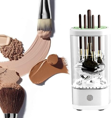 Flohsen Electric Makeup Brush Cleaner, Multi-Functional Cosmetic Brush Cleaner, Portable Automatic Makeup Brush Cleaning Solution With Dryer-Holder,Type-C,Charger, Beauty Gift for Women
