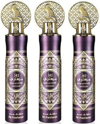Arabian Air Freshener Bundle (3 x 300ml) Dubai, Luxury Scent, Long Lasting Fragrance (3 x Rose Mystery Intense)