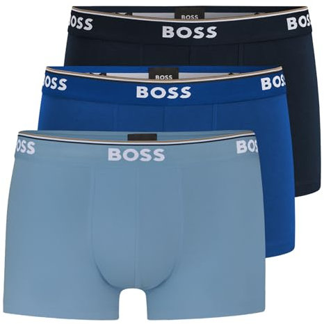 BOSS Herren Trunks Power Boxer Unterhosen Cotton Stretch 3er Pack, Farbe:Blau, Wäschegröße:2XL, Artikel:-961 Navy/Blue/Light Blue