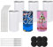Kissmii Paquete de 6 tazas de sublimación de 12 onzas, botellas de agua aisladas de acero inoxidable vacías con tapa y pajitas de bricolaje, fácil instalación, fácil de usar