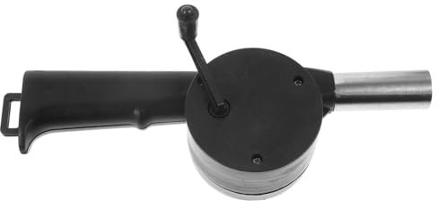 POPETPOP Handkurbel Grillventilator Handgebläse Für Garten Camping Bbq Aus Kunststoff Und Edelstahl Kompaktes Feuergebläse Zum Holzkohleanzünden