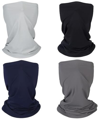 Tour de Cou Anti UV Été 4 Pièces Multifonction Bandana Sans Couture, Bandeau Foulard Elastique Écharpe Tubulaire pour Femmes et Hommes, Sports de Plein Air, Camping, Entraînement (A)