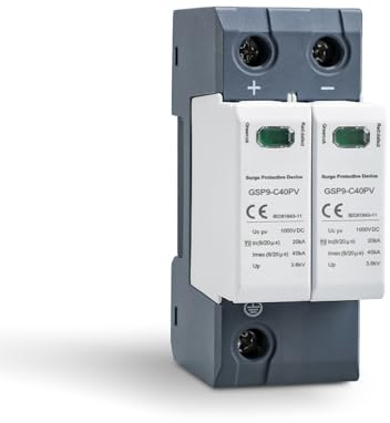 Descargador de sobretensión 2P 40KA 1000VDC para corriente continua, dispositivo de protección contra sobretensiones y rayos, adecuado para fotovoltaicos y circuitos domésticos de baja tensión