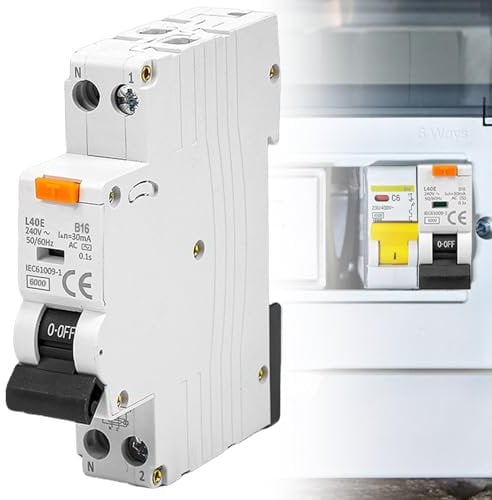 BAIFULAI FI-Schutzschalter, B16 1P+N 6kA FI/LS-Schalter 230V 30mA Sicherungsautomat 2 polig Fehlerstromschutzschalter FI-Schalter mit RCBO Typ A Kurve B DIN-Schienen-Montage