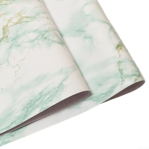 HOHOVYVY Papel pintado autoadhesivo de mármol resistente al agua y al aceite para renovación de muebles de cocina, 40 cm x 10 m, diseño de piedra verde