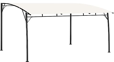 Qnhdfrt Pérgola de 4 x 3 x 2,55 m, color crema, resistente, de acero con toldo de poliéster para fiestas en el jardín y eventos al aire libre