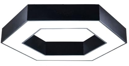 ENERJ Modern Hexagon LED Pendant Light 25W 6500K Daylight Hanging Ceiling Lamp Black Minimalist Geometric Chandelier for Kitchen Island Dining Room Living Room Office Hotel Adjustable Height
