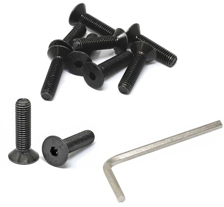 iexcell 10 Pcs M10 x 40mm Thread Pitch 1.5 mm Alloy Steel 10.9 Grade Hex Socket Flat Head Cap Screws Bolts Kit, Black Oxide Finish