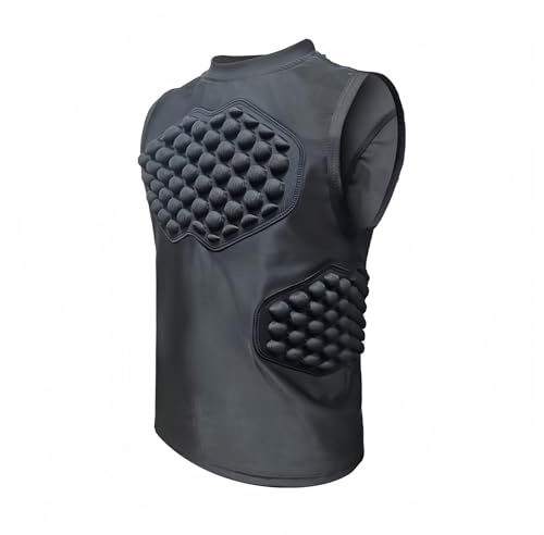 Jormino Padded Soccer Goalie Shirts Youth, Boys & Girls Compression Padded Vest for Football, Softball, Baseball Black YL