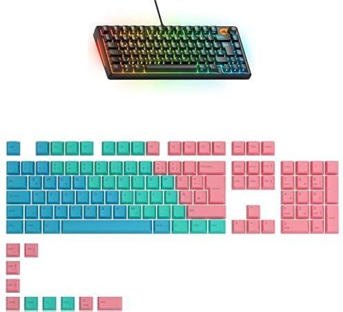 GLORIOUS Gaming GMBK 75% Membran-Tastatur (Schwarz, DE-Layout) & GPBT Gradient Keycaps (Pastel, 115 Tasten, DE-Layout) Bundle – Leises Gaming-Setup, PBT-Kappen mit Farbverlauf, QWERTZ