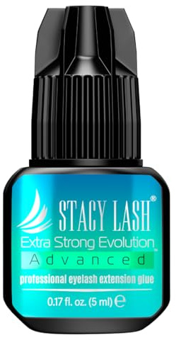 Stacy Lash Extra Strong Evolution Advanced Eyelash Extension Glue (0.17fl.oz/5ml)/1Sec Dry/6Weeks Retention/Black Adhesive/Lash Extension Supplies