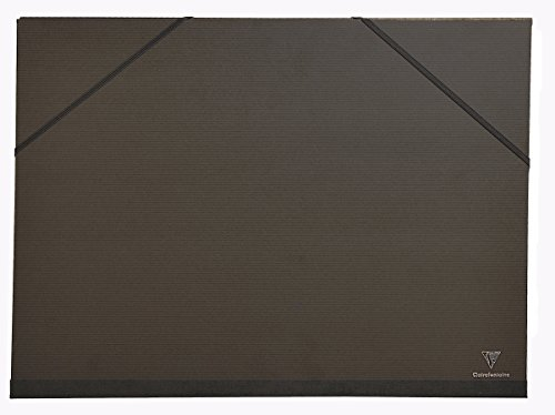 Clairefontaine 48815C Kraft Zeichenmappe (Gummizug, Rücken 30 mm, innen: 50 x 70 cm, außen: 52 x 72 cm, ideal zur Aufbewahrung Ihrer Werke) schwarz