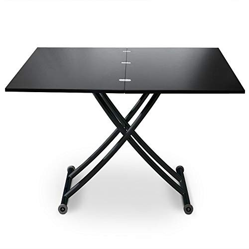 Menzzo Carrera Couchtisch, aufklappbar, Holz/Edelstahl, 57/100 x 100/114,2 x 39/76,3 cm