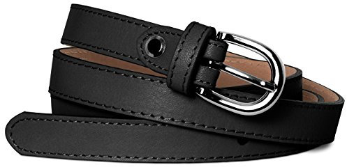 Caspar GU273 schmaler Damen Leder Gürtel Taillengürtel, Gürtelgröße:95, Farbe:schwarz