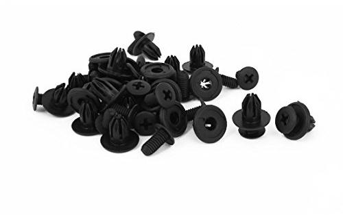 sourcing map Auto Nylon Spreiznieten Schwarz 24 Stk Befestigungsclips 10mm | 100% Brandneue, Karosseriebolzen Nietbefestiger, Anti-Verschleiß, Korrosionsschutz