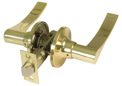 Amig - Juego de manillas de paso con picaporte - Roseta para puertas - Maneta ideal para puertas de madera - Zamak - Dorado - Picaporte de entrada de 60/70 mm - Manija puerta interior - Canto cuadrado