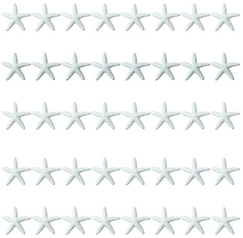 LJY White Resin Starfish, 40 Pack, 3 cm Coastal Craft Decor | Arrange the shapes on frames, wreaths, invitations, table displays or mixed-media projects after checking the fixing method