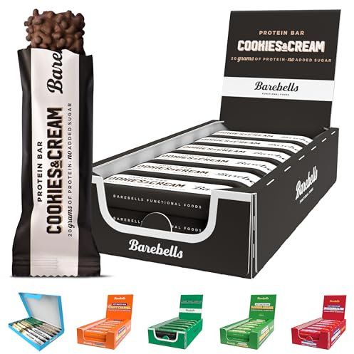 Barebells Protein Bars – Healthy Snacks, Protein Snacks for Breakfast, Sugar Free Chocolate, Low Carb – 12 x 55g (Cookies & Cream)