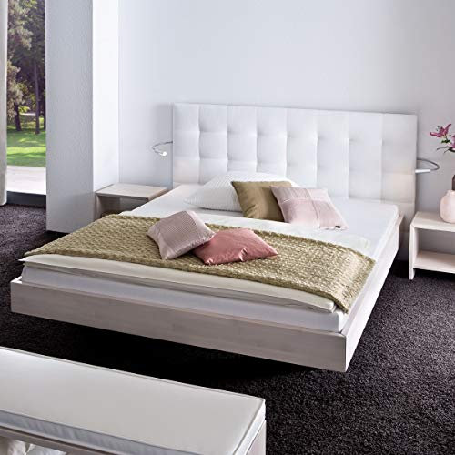 Hasena Wood Line Bett Wandpaneel Sogno L Füße Vilo Buche weiß 140x220