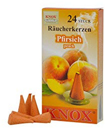KNOX Räucherkerzen - Duft: Pfirsich - Menge: 24 Stück - Brenndauer: ca. 10-15 min - Made in Germany