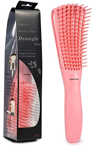 BESTOOL Brosse à cheveux, brosse à démêlage pour les cheveux naturels noirs, brosse cheveux bouclés pour les cheveux bouclés afro 3 / 4abc, idéal sur cheveux mouillés ou secs (Rose)