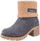 Hitmars Stivali Donna Invernali Stivaletti Camoscio Boots con Tacco Largo 6CM Stivali Foderati Caldi Scarpe Eleganti Comodi Moda Grigio EU 41