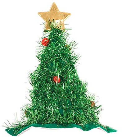 Koly-clothes Kolylong® Weihnachtsbaum Tannenbaum Hut Weihnachtsmütze mit Girlande Kugel und Stern für Weihnachten und Weihnachtsfeier Fasching Cospaly