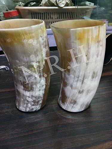 Juego de 2 tazas vikingas de cuerno para beber cerveza, vino, Mead Ale
