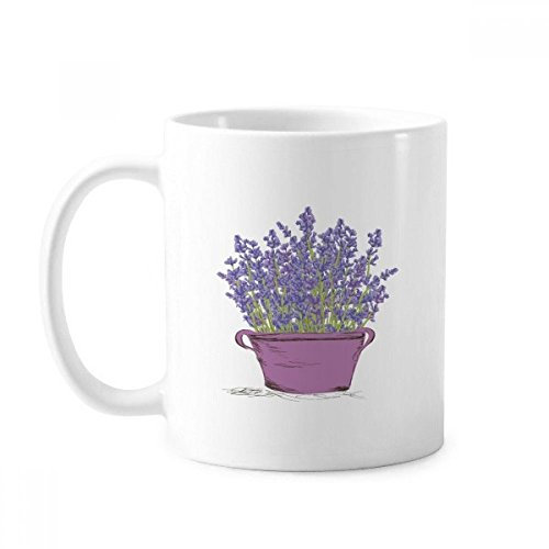 Purple Lavender Pot Flower Plant Mug Pottery Ceramic Coffee Porcelain Cup Tableware