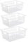 iPEGTOP Metal Wire Stroage Baskets, Large Freezer Refrigerator Organizer Bins, Home Office Shelf Freezer Storage for Bathroom, Pantry, Closets Organization Rack with Handles, 3 Pack, White