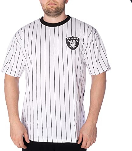 New Era T-Shirt - Herren Shirts - Pinstripe Oversized Tee - Bulls - Lakers - Raiders (Las Vegas Raiders weiß, S)