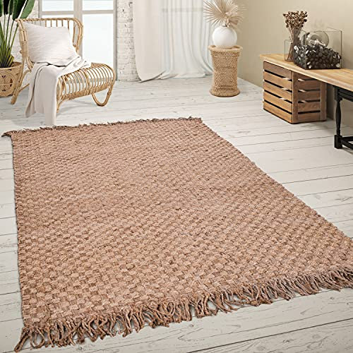 Paco Home Teppich Wohnzimmer Naturfaser Handgearbeitet Jute Meliert Modernes Muster Boho Stil, Grösse:300x400 cm, Farbe:Natur 3