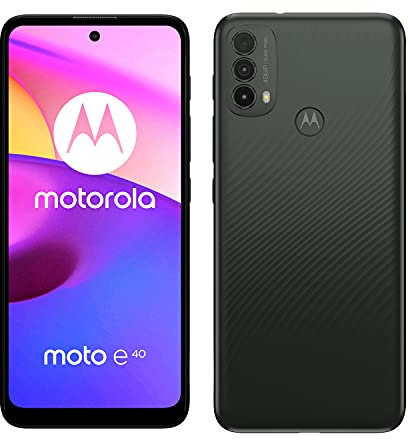 Motorola Moto E40 Smartphone (6.5-Inch Display, 48MP Camera, 4/64 GB, 5,000mAh, Dual SIM, Android 11), Dark Grey, NOW TV Pass [Exclusive to Amazon]