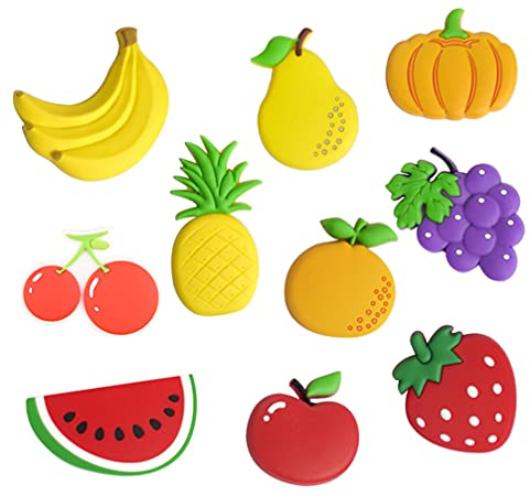 Angoily 10 Stücke Frucht Kühlschrank Magnete Kreative Früchte Whiteboard Aufkleber für Kinder Karikatur Stereo Kühlschrankmagnete für Whiteboards Kühlschrank Crafts Meldeboard