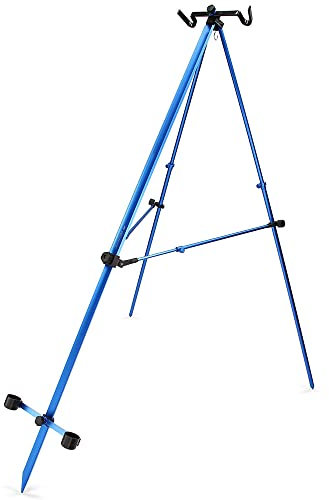 DNA Leisure Sea Fishing Tripod Beach 2 Rod Stand 7ft Beachcaster Fishing Rack Adjustable Blue