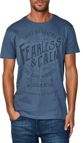 riverso Tshirt Herren Baumwolle Regular Fit RIVLeon Rundhals Kurzarm Sommer Tee Shirt Print, Größe:4XL, Farbe:Washed Indigo Blue (H1JD)