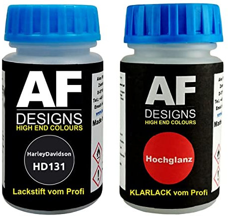 Alex Flittner Designs Lackstift für HarleyDavidson HD131 Vivid Black + Klarlack je 50ml Motorradlack Basislack SET