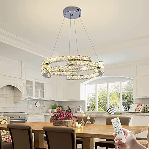 Oninio Kristall Pendelleuchte Moderne Pendelleuchte Dimmbar Rund Hängelampe für Wohnzimmer Esszimmer Küche Schlafzimmer 40 W