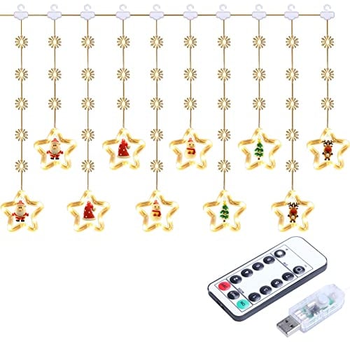 LED Schneeflocken Sterne Lichterkette, Weihnachten Lichter für Zimmer, 3m 50er LED Weihnachtsdeko Lichtervorhang Innenlicht USB Betrieben für Innen/Außen Weihnachtsdeko Party Weihnachtsbaum Deko
