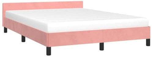 vidaXL Cadre de Lit avec Tête de Lit Sommier à Lattes Lit Rembourré Cadre à Lattes Lit Double Adulte Meuble de Chambre Rose 140x190 cm Velours
