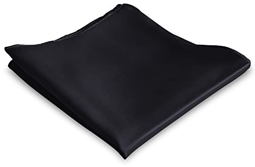 Mr.Van 100% Seide Einstecktuch für Herren, Elegant, Schwarz, Weich, 35 * 35 cm, 16,5 Momme Seideneinstecktuch Einfarbig Uni