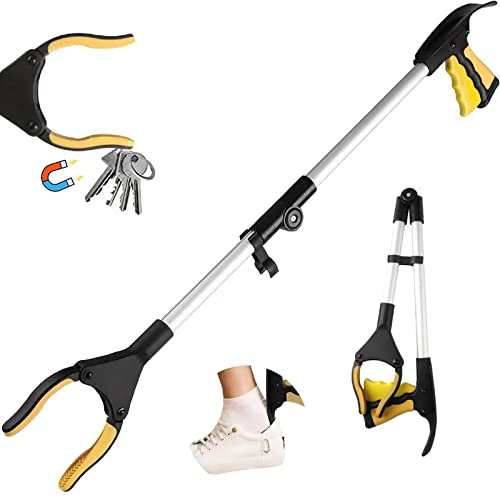 Gyios Greifzange für Senioren Müllzange Aluminium,Greifzange Lang 32,Faltbare Greifer mit Magnetspitzen,Greifhilfe,Greifarm Menschen mit Behinderung,Müllgreifer für die Müllabfuhr,Abfallsammlung