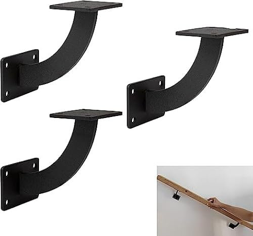 VANROUG 3 Pcs Heavy Duty Handrail Bracket Hand Rail Bracket Wall Mount Support Hardware Brackets for Staircase Stair Railing Brackets