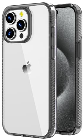 iCatchy Case for iPhone 15 Pro Max 6.7-inch, Non-Yellowing Anti Slip [Military Grade Drop Protection] Shockproof Bumper Cover Scratch Resistant Clear Back (Black)